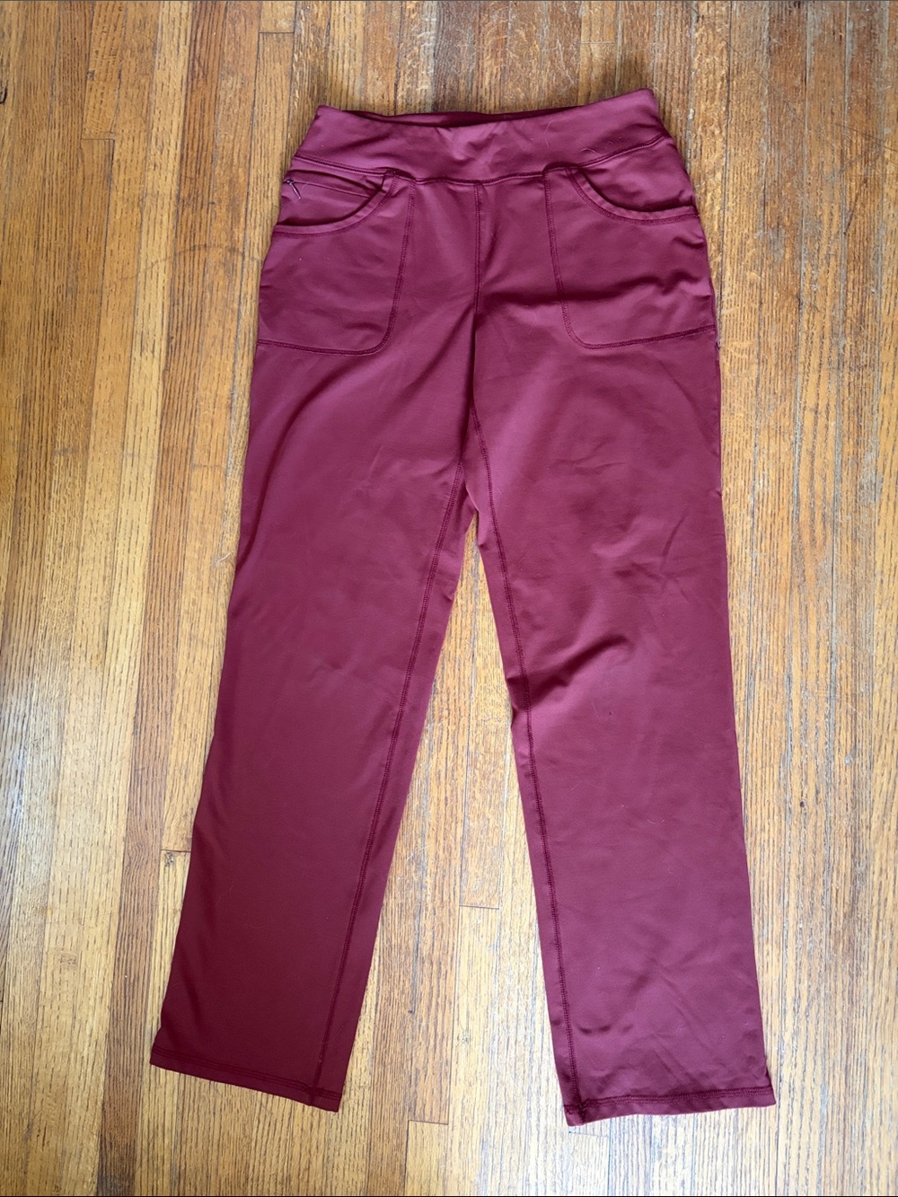 Wine Straight-Leg Active Pants